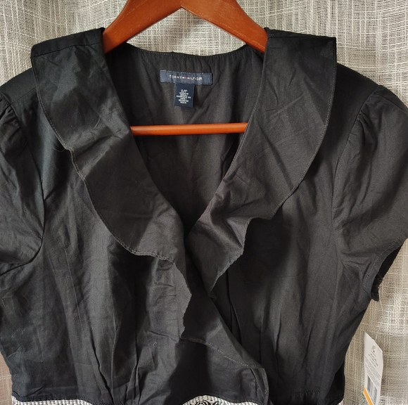 NWT Tommy Hilfiger Black Wrap Dress w/ Embroidered Belt Small - Picture 3 of 15